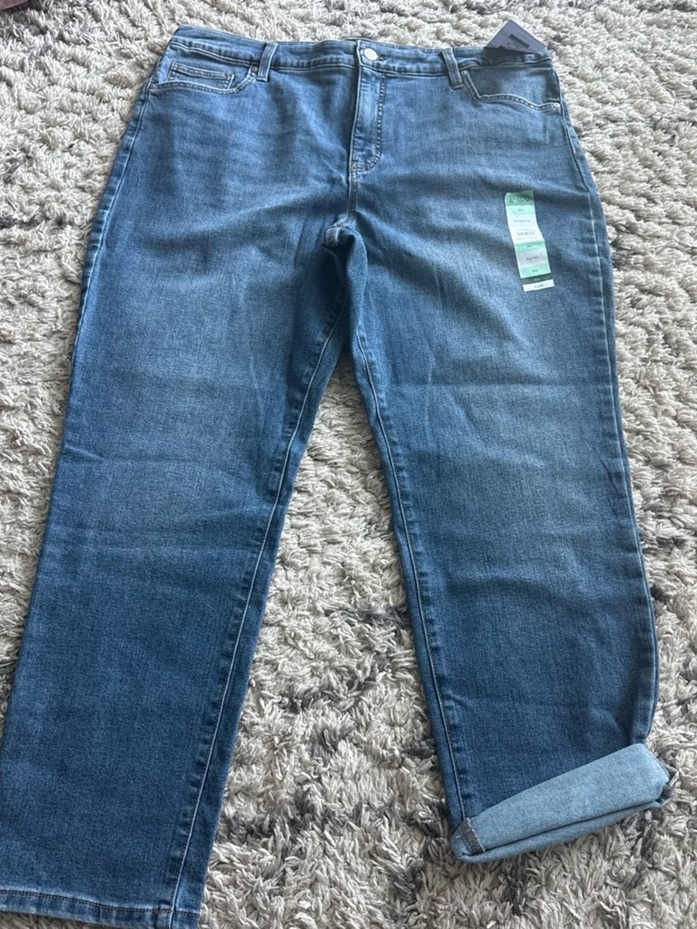Terra & Sky High-Rise Straight Jeans in Medium Blue Denim
